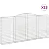 vidaXL Paniers à gabions arqués 15 pcs 400x30x180/200 cm Fer galvanisé