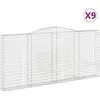 vidaXL Paniers à gabions arqués 9 pcs 400x30x180/200 cm Fer galvanisé