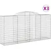 vidaXL Paniers à gabions arqués 3 pcs 300x50x140/160 cm fer galvanisé