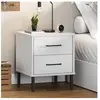 vidaXL Table de chevet avec pieds en métal Blanc Bois pin massif OSLO