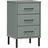 vidaXL Table de chevet avec pieds en métal Gris Bois pin massif OSLO