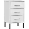 vidaXL Table de chevet avec pieds en métal Blanc Bois pin massif OSLO
