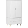 vidaXL Garde-robe MOLDE Blanc 90x55x175 cm Bois massif de pin