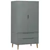 vidaXL Garde-robe MOLDE Gris 90x55x175 cm Bois massif de pin