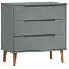 vidaXL Commode MOLDE Gris 80x40x80 cm Bois de pin massif