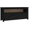 vidaXL Meuble TV Noir 114x35x52 cm Bois de pin massif