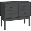 vidaXL Armoire console Gris 90x40x78 cm Bois de pin solide