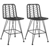 vidaXL Tabourets de bar 2 pcs Noir 45x56x103,5 cm Résine tressée acier
