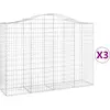vidaXL Paniers à gabions arqués 3 pcs 200x50x140/160 cm Fer galvanisé