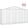 vidaXL Paniers à gabions arqués 15 pcs 200x50x100/120 cm fer galvanisé