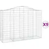 vidaXL Paniers à gabions arqués 9 pcs 200x50x140/160 cm Fer galvanisé