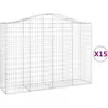 vidaXL Paniers à gabions arqués 15 pcs 200x50x140/160 cm Fer galvanisé