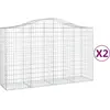 vidaXL Paniers à gabions arqués 2 pcs 200x50x120/140 cm Fer galvanisé