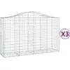 vidaXL Paniers à gabions arqués 3 pcs 200x50x120/140 cm Fer galvanisé