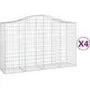 vidaXL Paniers à gabions arqués 4 pcs 200x50x120/140 cm Fer galvanisé