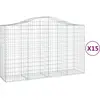 vidaXL Paniers à gabions arqués 15 pcs 200x50x120/140 cm Fer galvanisé