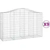 vidaXL Paniers à gabions arqués 9 pcs 200x50x120/140 cm Fer galvanisé