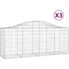 vidaXL Paniers à gabions arqués 3 pcs 200x50x80/100 cm Fer galvanisé