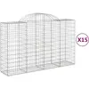 vidaXL Paniers à gabions arqués 15 pcs 200x50x120/140 cm Fer galvanisé