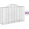 vidaXL Paniers à gabions arqués 2 pcs 200x50x120/140 cm Fer galvanisé