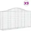 vidaXL Paniers à gabions arqués 9 pcs 200x30x100/120 cm Fer galvanisé