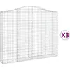 vidaXL Paniers à gabions arqués 3 pcs 200x30x160/180 cm Fer galvanisé