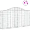 vidaXL Paniers à gabions arqués 3 pcs 200x30x100/120 cm Fer galvanisé