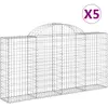 vidaXL Paniers à gabions arqués 5 pcs 200x30x100/120 cm Fer galvanisé