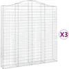 vidaXL Paniers à gabions arqués 3 pcs 200x30x200/220 cm fer galvanisé