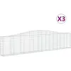 vidaXL Paniers à gabions arqués 3 pcs 400x30x80/100 cm Fer galvanisé