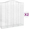 vidaXL Paniers à gabions arqués 2 pcs 200x50x200/220 cm Fer galvanisé