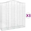 vidaXL Paniers à gabions arqués 3 pcs 200x50x200/220 cm Fer galvanisé