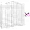 vidaXL Paniers à gabions arqués 4 pcs 200x50x180/200 cm Fer galvanisé