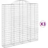 vidaXL Paniers à gabions arqués 3 pcs 200x30x200/220 cm fer galvanisé