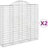 vidaXL Paniers à gabions arqués 2 pcs 200x30x180/200 cm Fer galvanisé