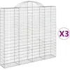 vidaXL Paniers à gabions arqués 3 pcs 200x30x180/200 cm Fer galvanisé
