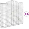 vidaXL Paniers à gabions arqués 4 pcs 200x30x180/200 cm Fer galvanisé