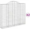 vidaXL Paniers à gabions arqués 2 pcs 200x30x160/180 cm Fer galvanisé