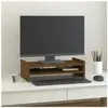 vidaXL Support de moniteur Marron miel 50x27x15 cm Bois de pin solide