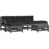 vidaXL Salon de jardin 6 pcs avec coussins gris bois massif