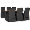 vidaXL Ensemble à manger de jardin coussins 7pcs Noir Résine tressée
