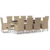vidaXL Ensemble à manger de jardin et coussins 9 pcs beige Poly rotin