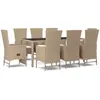 vidaXL Ensemble à manger de jardin et coussins 9 pcs beige Poly rotin