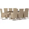 vidaXL Ensemble à manger de jardin et coussins 9 pcs beige Poly rotin