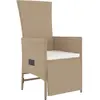 vidaXL Ensemble à manger de jardin et coussins 3 pcs Beige poly rotin