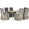 vidaXL Ensemble à manger de jardin et coussins 7 pcs gris rotin