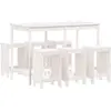 vidaXL Ensemble de bar de jardin 7 pcs blanc bois de pin massif