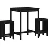 vidaXL Ensemble de bar de jardin 3 pcs noir bois de pin massif