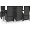 vidaXL Ensemble à manger jardin et coussins 7 pcs Noir et gris Rotin