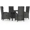 vidaXL Ensemble à manger de jardin coussins 5pcs Noir Résine tressée